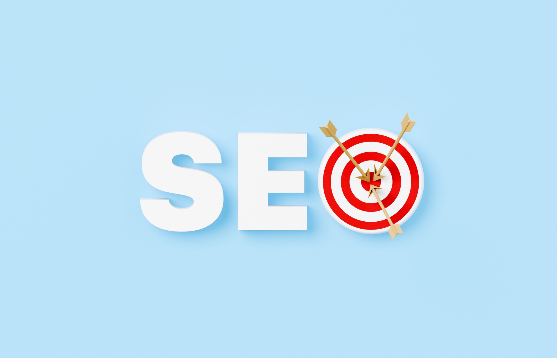SEO spelled with text and a bulls eye